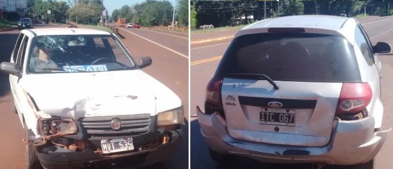 Choque entre un remís y un Ford K en Colectora y Ruta 12 en Eldorado