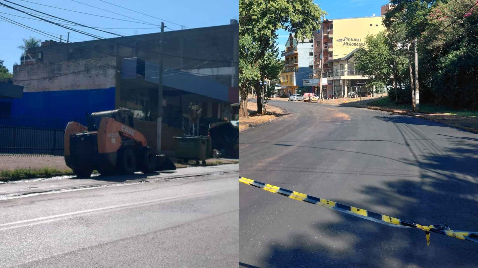 Continúan los trabajos de bacheo en el Km9 de la Avenida San Martín en Eldorado