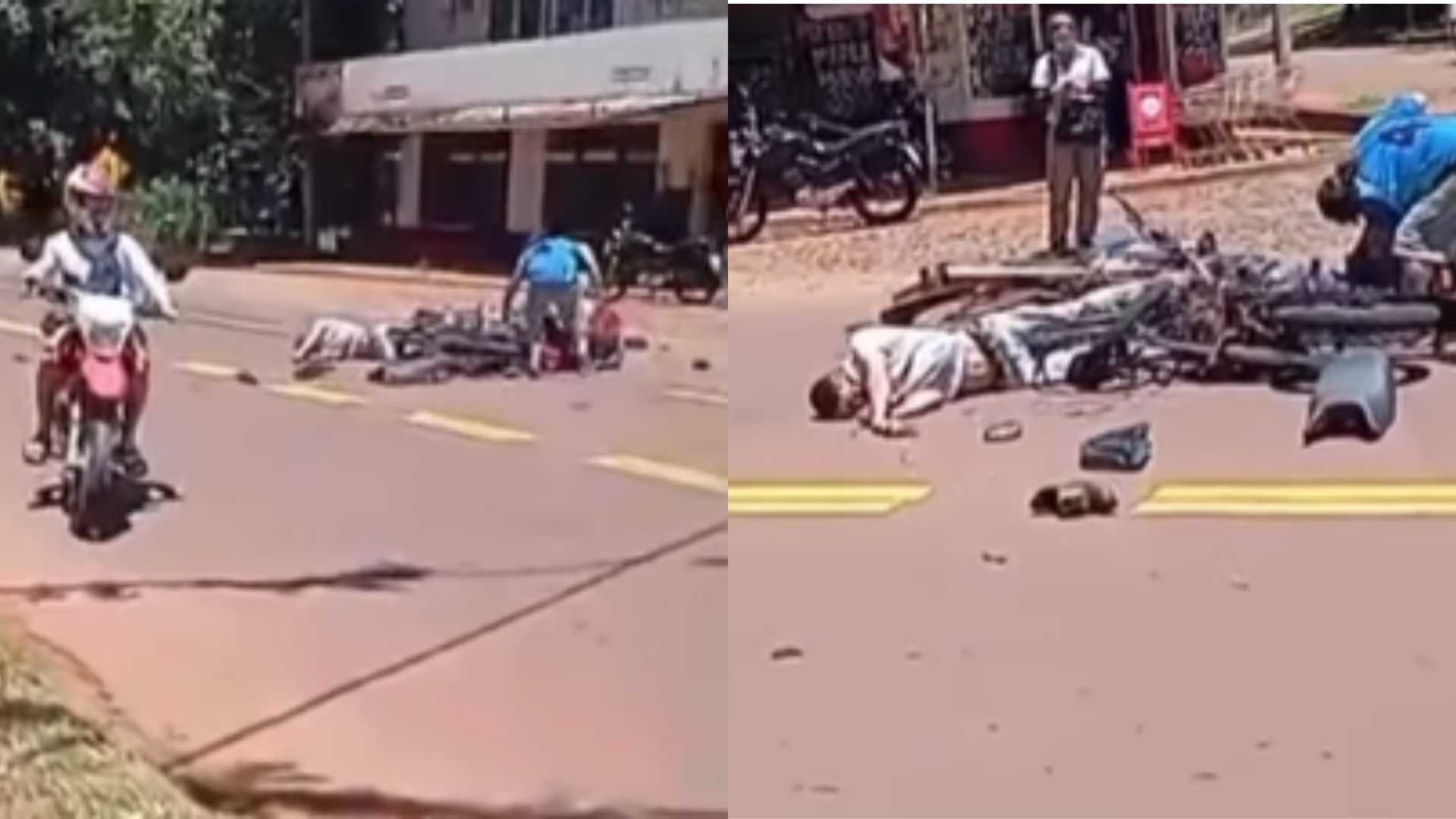 Grave choque entre 2 motocicletas en Eldorado