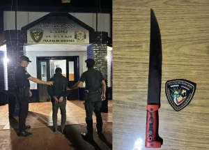 Un hombre amenazó a su pareja con un machete y terminó detenido