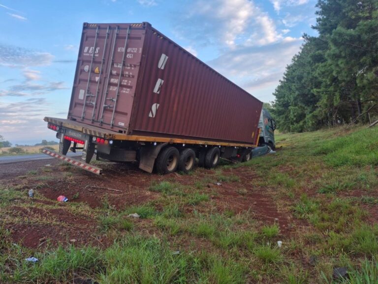 Camión despistó en la Ruta 105 y su conductor fue hospitalizado tras descompensarse