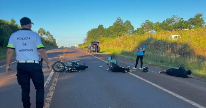 Se les pinchó el neumático y despistaron en la Ruta 14