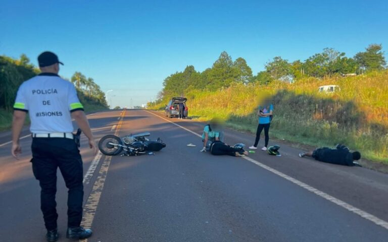 Se les pinchó el neumático y despistaron en la Ruta 14