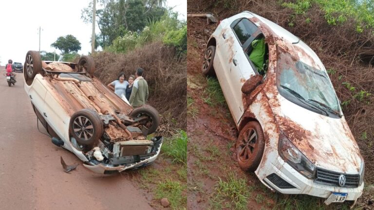 Un auto despistó y volcó en la avenida Paraguay de Eldorado