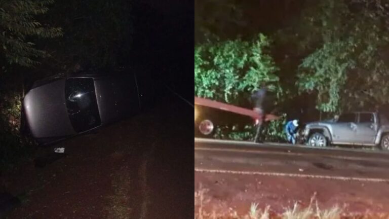 Una camioneta despistó sobre la Ruta 12 en Puerto Piray