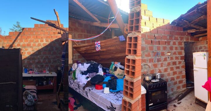 El temporal destruyó el techo de una vivienda en Eldorado y una familia pide ayuda