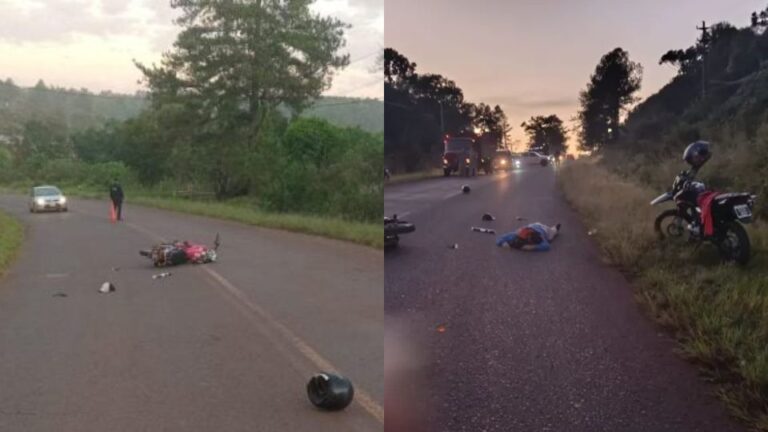 Eldoradо Un motociclista lucha por su vida tras despistar en la Ruta 17