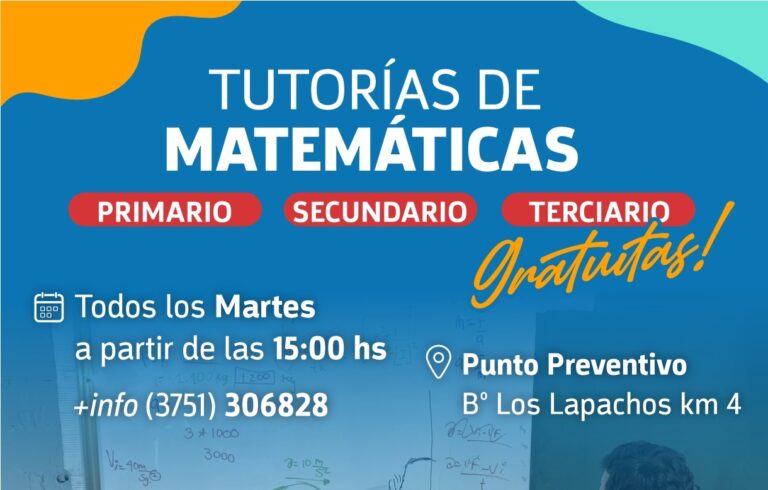 Dictarán tutorías gratuitas de Matemáticas para estudiantes en el Punto Preventivo del Km4 de Eldorado