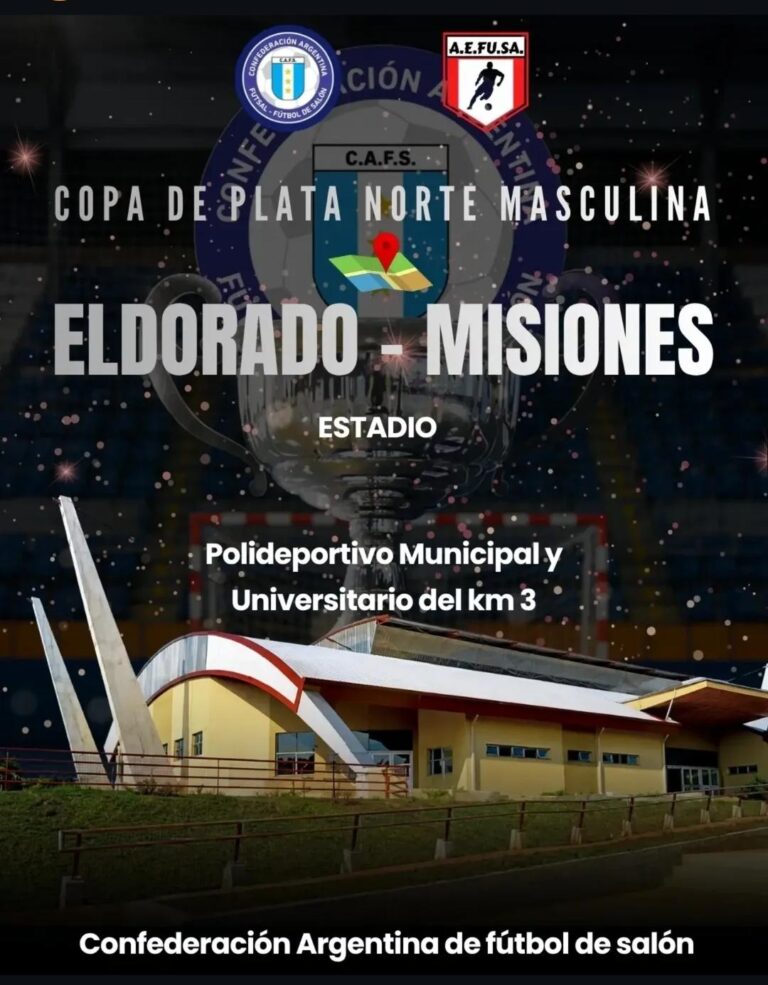Eldorado será sede de uno de los torneos más importantes de la región y contará con varios equipos locales que buscarán ser protagonistas ante los mejores representantes del norte argentino. La Asociación Eldorado de Fútbol de Salón (AEFUSA) anunció oficialmente el inicio de la cuenta regresiva para la Copa de Plata Norte Masculino, una de las competencias más destacadas del calendario regional de futsal que reunirá a equipos de distintas provincias del norte argentino. El certamen promete convertirse en una verdadera fiesta deportiva, convocando a destacados clubes de la disciplina que llegarán a Eldorado con el objetivo de competir por uno de los títulos más importantes de la temporada. La Capital del Trabajo tendrá un papel central tanto en la organización como en la competencia. Varios equipos locales formarán parte del torneo y buscarán aprovechar la condición de local para luchar por los primeros puestos y representar de la mejor manera a la ciudad ante los visitantes. Desde AEFUSA destacaron que durante los próximos días comenzará la presentación oficial de los clubes participantes a través de sus redes sociales y canales de comunicación. Además, se dará a conocer la conformación de las zonas, el fixture completo y toda la información logística relacionada con el desarrollo del campeonato. La expectativa crece entre jugadores, dirigentes y aficionados, quienes aguardan el inicio de una competencia que promete un alto nivel deportivo y una importante convocatoria de público. Con la llegada de delegaciones de distintos puntos de la región, Eldorado volverá a posicionarse como uno de los principales escenarios del fútbol de salón del norte argentino, fortaleciendo además el movimiento deportivo local. Puntos clave • AEFUSA confirmó el inicio de la cuenta regresiva para la Copa de Plata Norte Masculino. • El torneo reunirá a destacados equipos del norte argentino en Eldorado. • La ciudad contará con varios representantes locales que buscarán aprovechar la localía. • Próximamente se conocerán los grupos, el fixture y los detalles organizativos del certamen.
