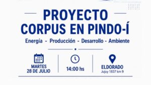 Eldorado será sede de una jornada sobre alternativas energéticas y el proyecto Corpus en Pindo-í