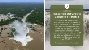 Reabren este lunes el circuito Garganta del Diablo en las Cataratas del Iguazú