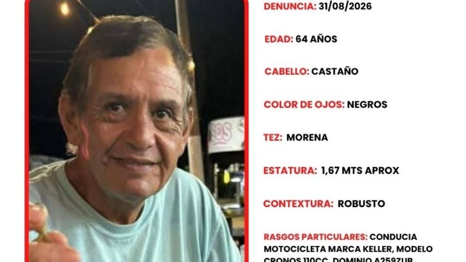 Buscan a un hombre de 64 años desaparecido en Eldorado