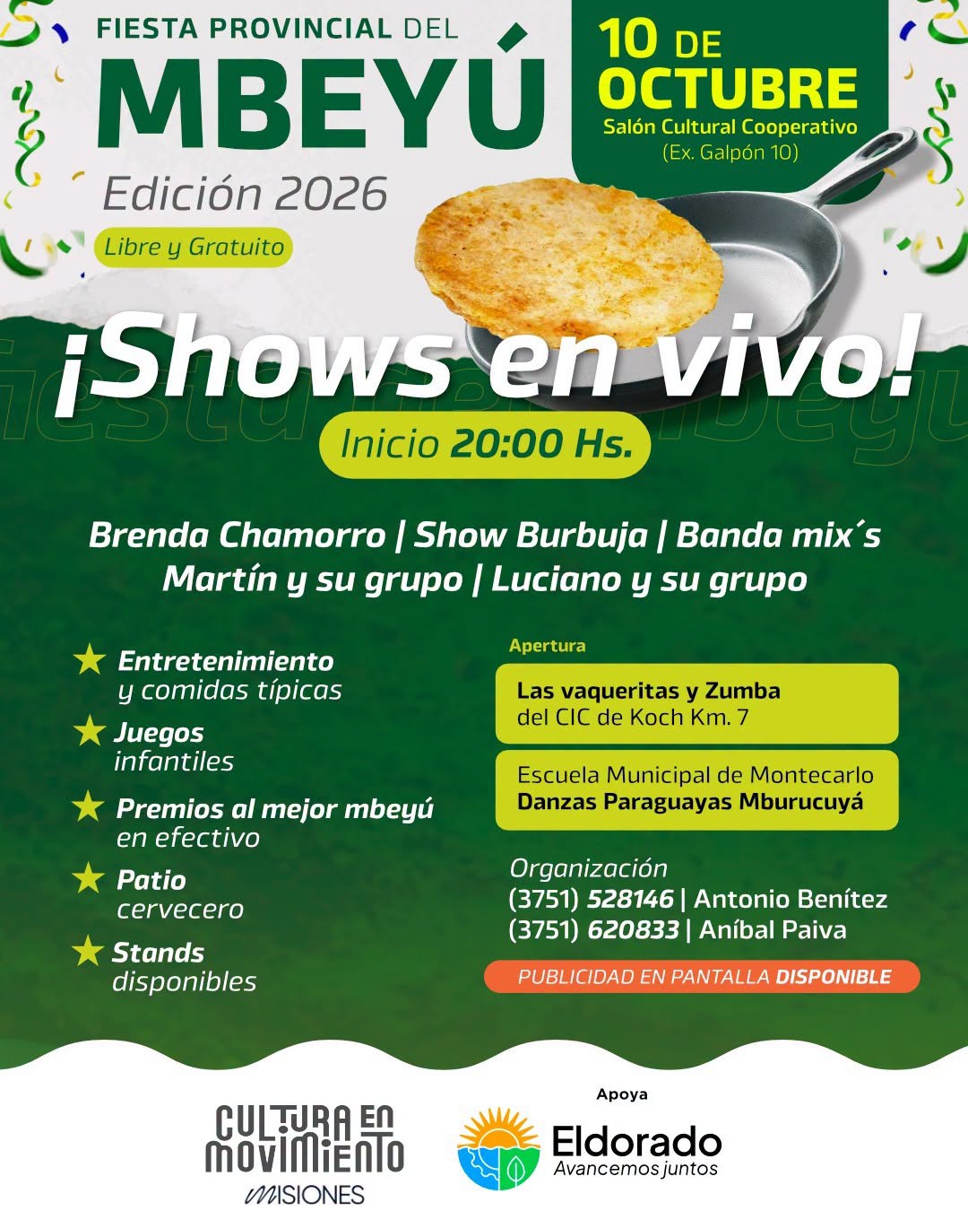 Eldorado se prepara para la Fiesta Provincial del Mbeyú