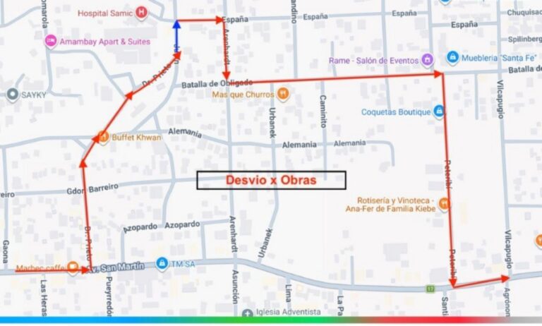 Desvían recorridos de colectivos por obras en inmediaciones del Hospital SAMIC de Eldorado